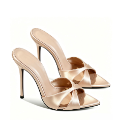 Women'S Fashion Underwear - Sepatu Hak Tinggi Satin Berwarna Champagne