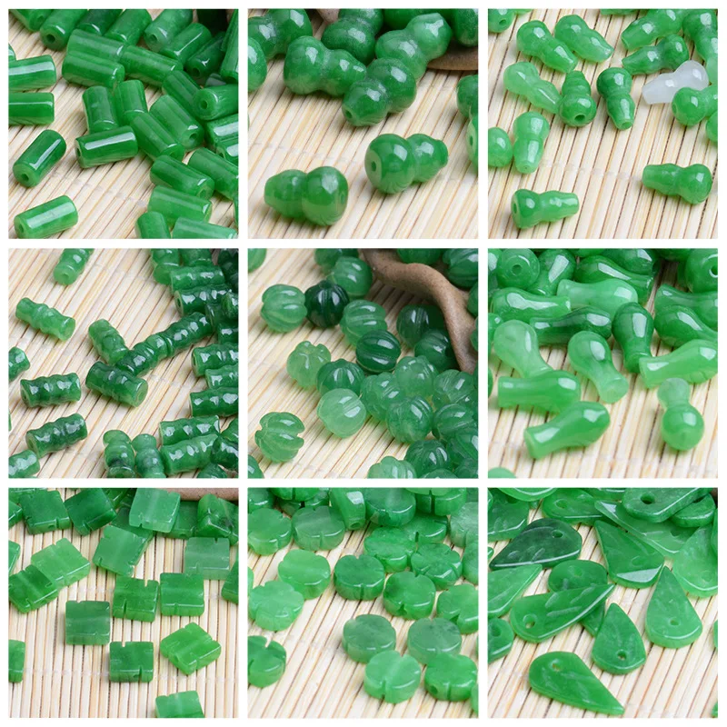 Women'S Fashion Jewellery - 10 buah manik-manik daun labu giok