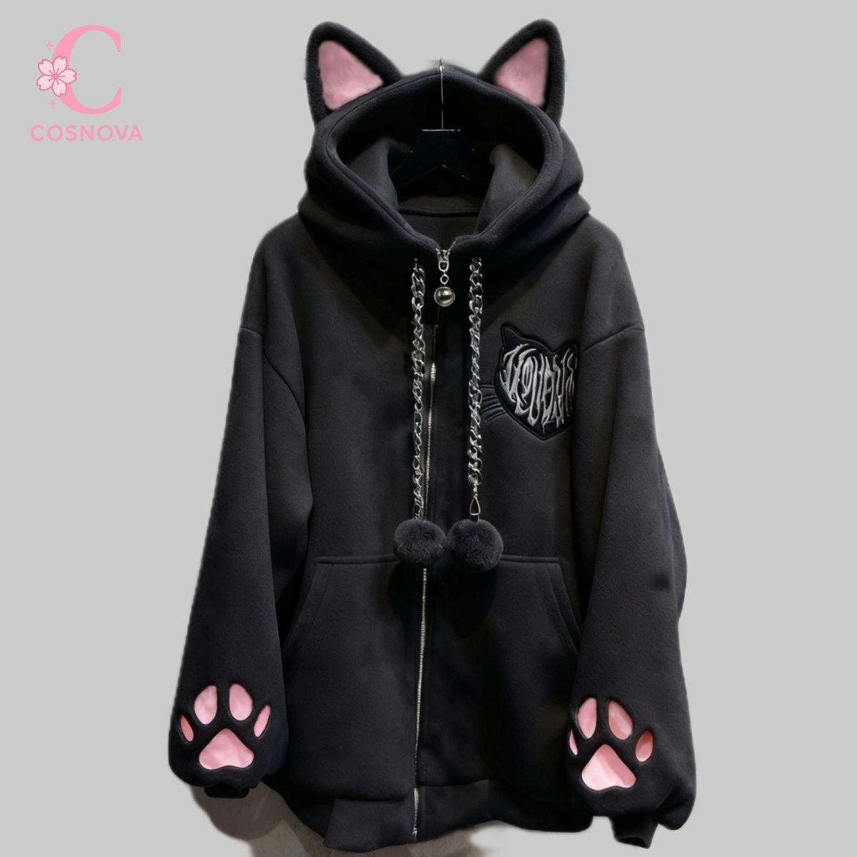 Women'S Fashion Zip Up Hoodies - Jaket Berkerudung Bertelinga Kucing Terinspirasi Anime