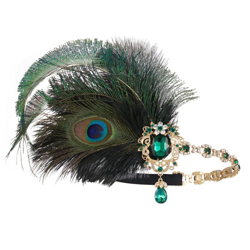 Women'S Fashion Roaring 20S - 1920s ikat kepala bulu merak Flapper
