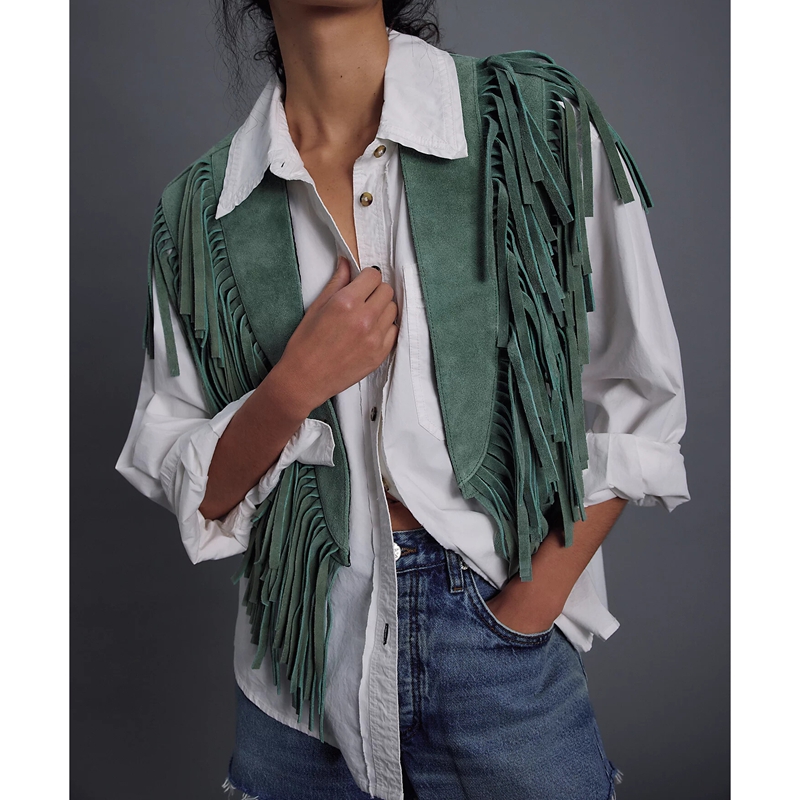 Women'S Fashion Of The 70S - Rompi Wanita Vintage Y2k Bahan Suede,