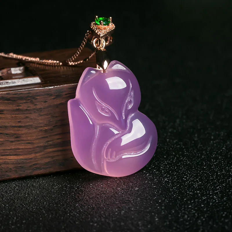 Women'S Fashion Jewellery - Alami Ungu Batu Akik Fox Liontin