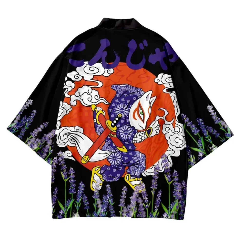 Kimono Cardigan Women - Kardigan Kimono Gambar Pola Derek Pakaian