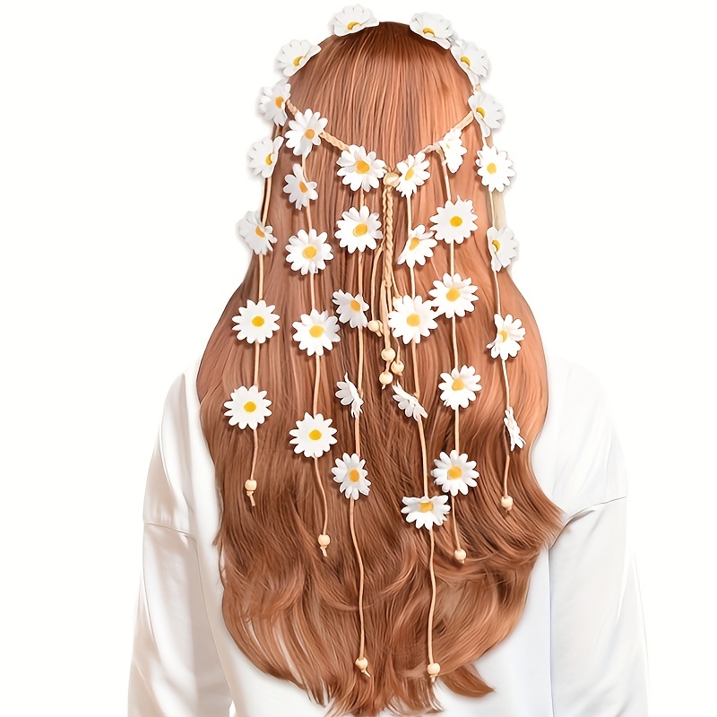 Women'S Fashion Of The 70S - Bando hippie bunga, mahkota bunga, aksesori
