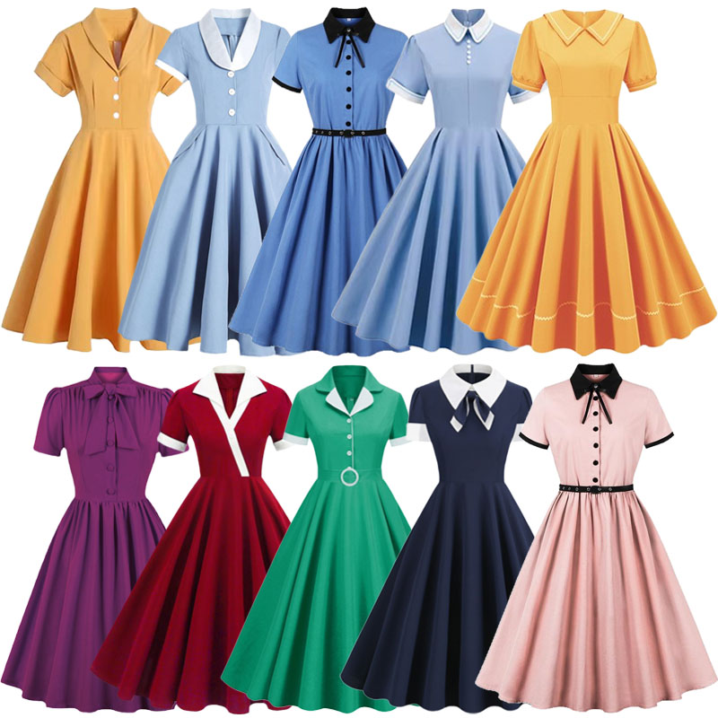 Women'S Fashion In The 1960S - Gaun kampus mode lengan pendek kerah