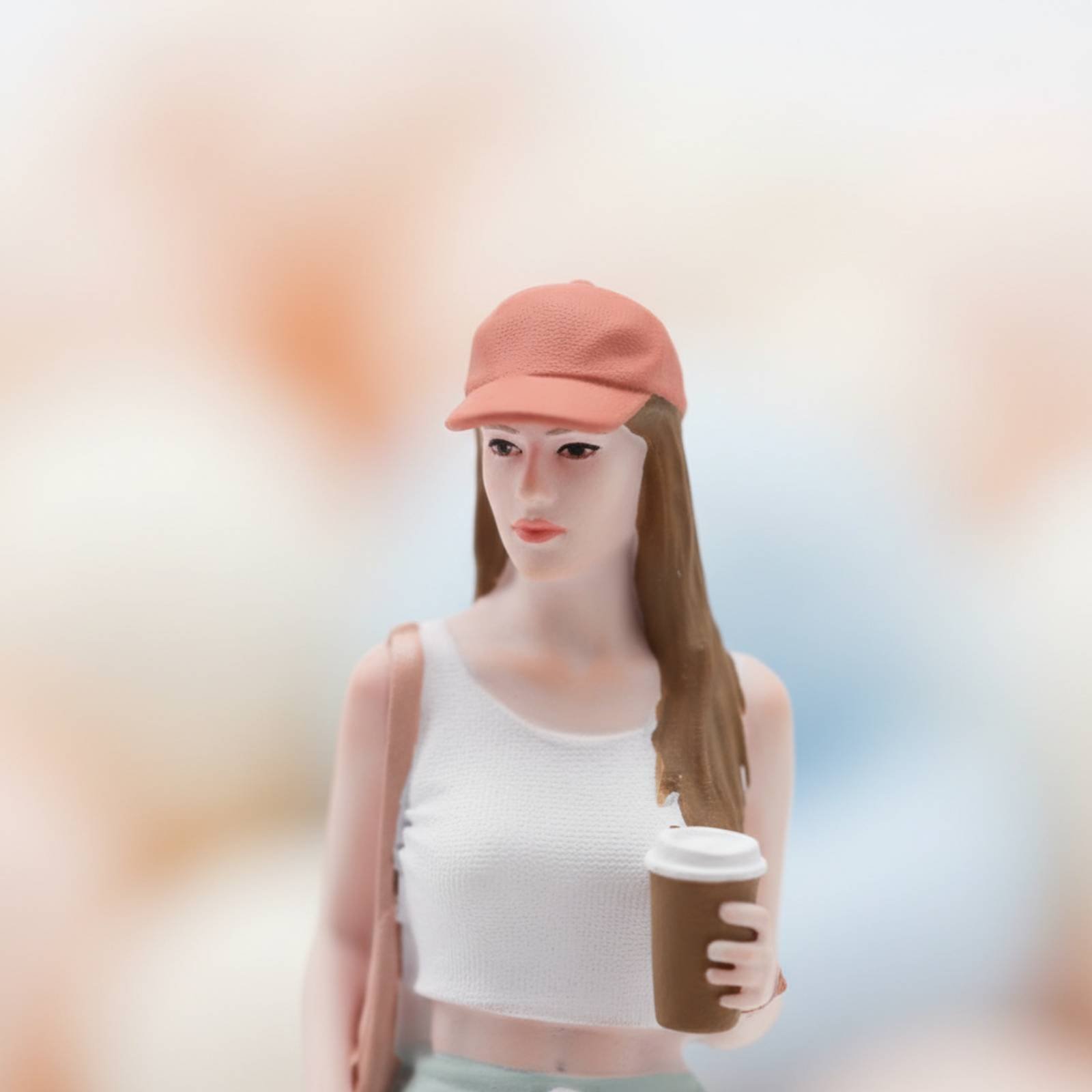 Women Fashion Pose - Figur Gadis Memegang Kopi, Miniatur Fashion