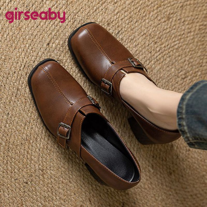 Women Fashion Designers - Girseaby Vintage Wanita Pompa Square Toe