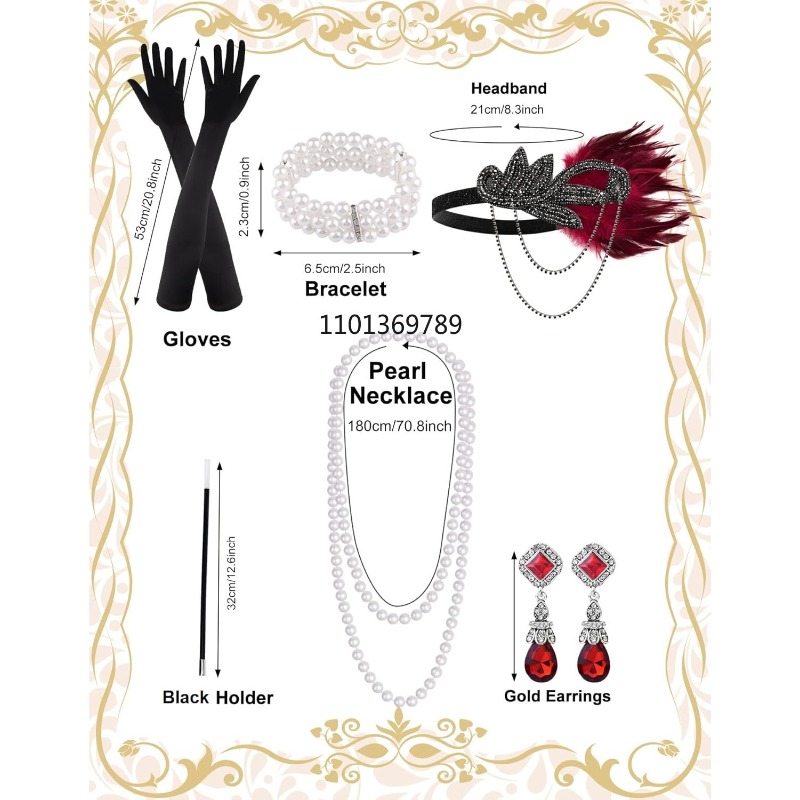 6 Buah Aksesori Flapper 1920-a - Women'S Fashion Roaring 20S ulasan dan harga