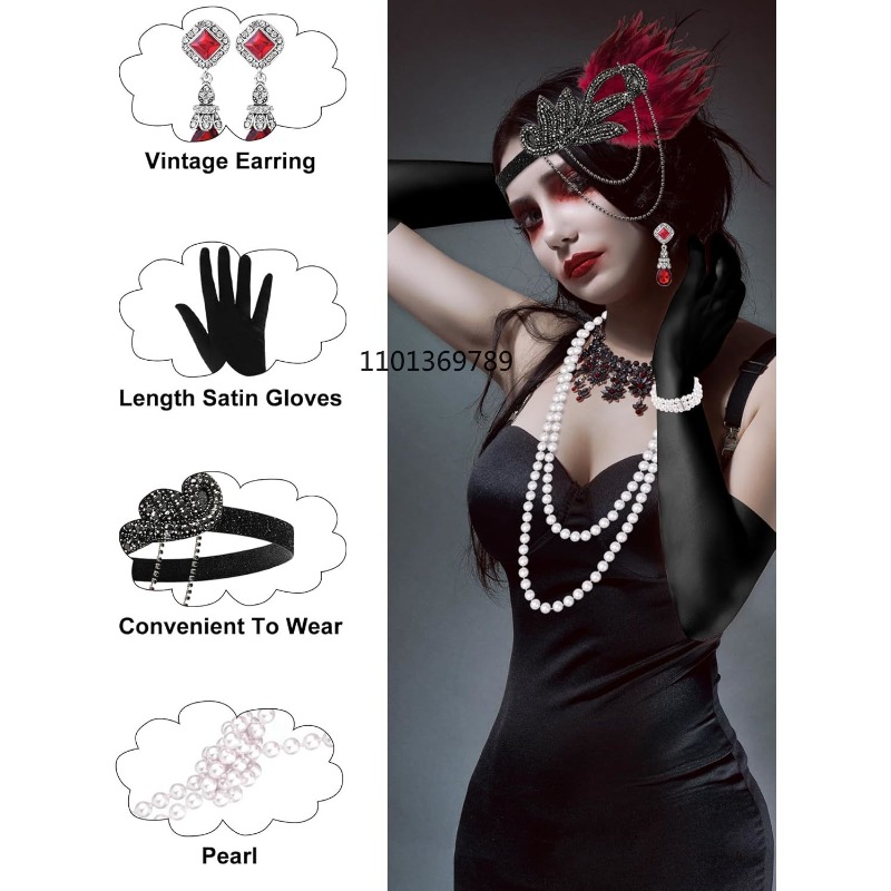 6 Buah Aksesori Flapper 1920-a - Women'S Fashion Roaring 20S ulasan dan harga