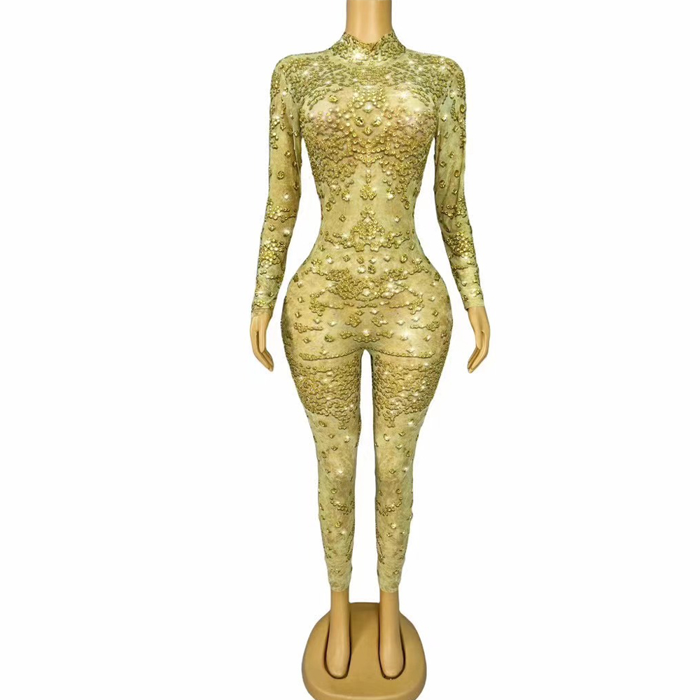 Jumpsuit Berlian Imitasi Emas  - Women Fashion Photoshoot ulasan dan harga