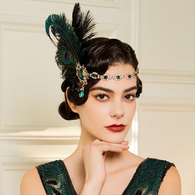 1920s ikat kepala bulu merak F - Women'S Fashion Roaring 20S ulasan dan harga