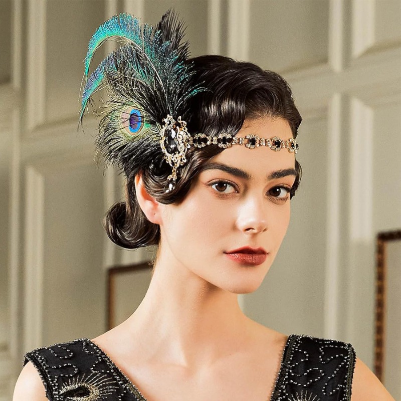 1920s ikat kepala bulu merak F - Women'S Fashion Roaring 20S ulasan dan harga
