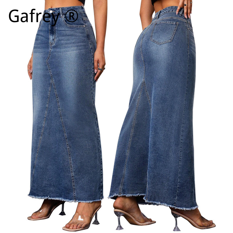Rok Midi Denim Wanita Pinggang - Women Fashion Jeans ulasan dan harga