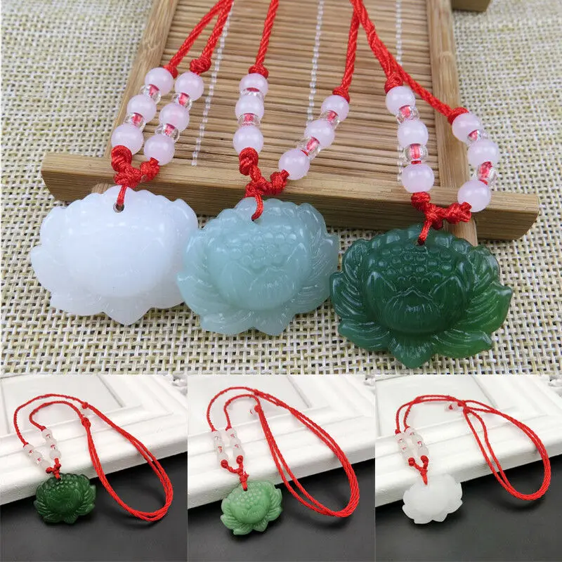 Alam Hijau Jade Lotus Liontin  - Women'S Fashion Jewellery ulasan dan harga