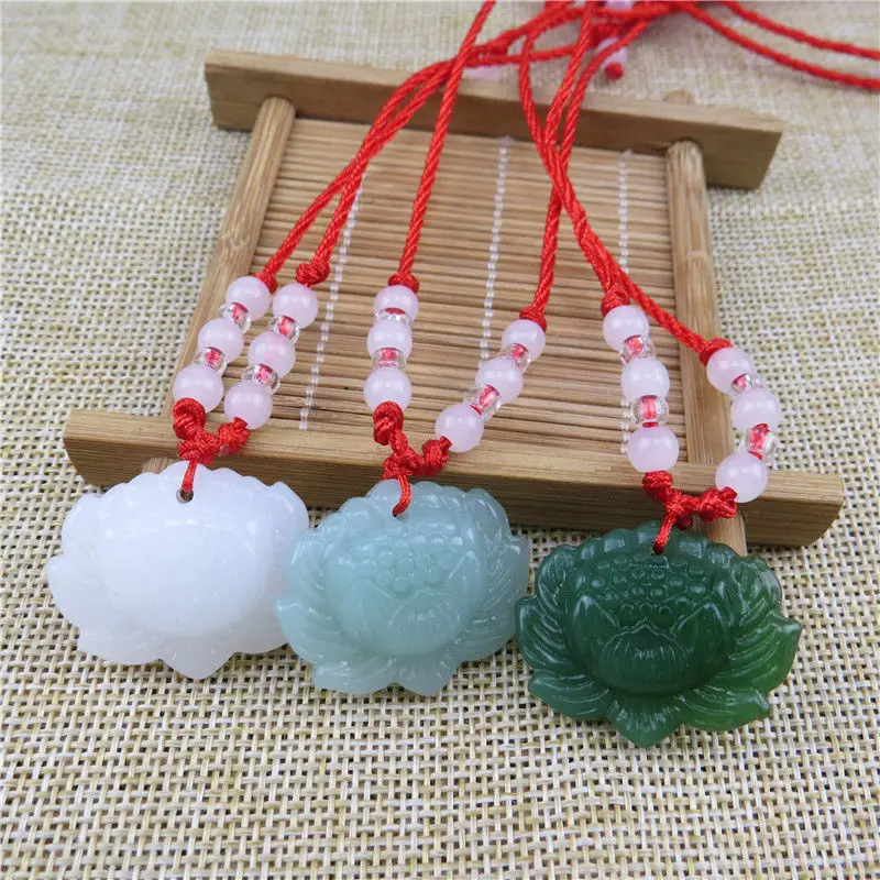 Alam Hijau Jade Lotus Liontin  - Women'S Fashion Jewellery ulasan dan harga