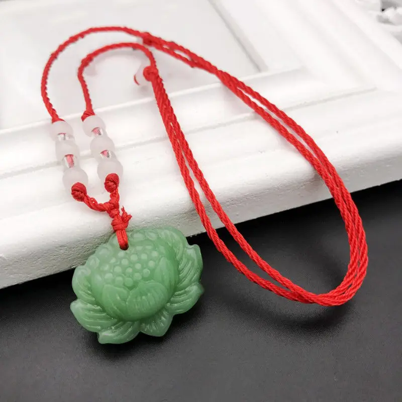 Alam Hijau Jade Lotus Liontin  - Women'S Fashion Jewellery ulasan dan harga