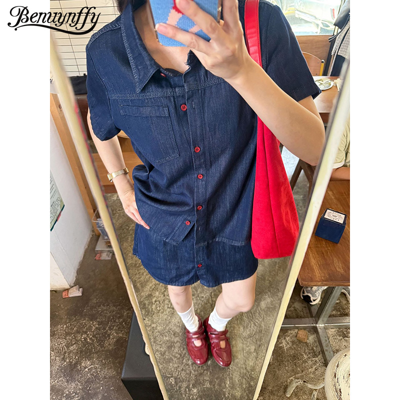 Benuynffy Kemeja Denim Lengan  - Women Fashion Jeans ulasan dan harga