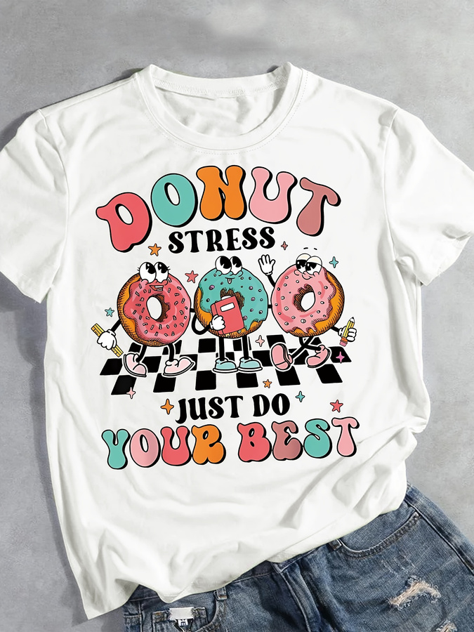 Kaos Cetak Donat Kartun, Atasa - Women'S Fashion Trends 2026 Spring Summer ulasan dan harga