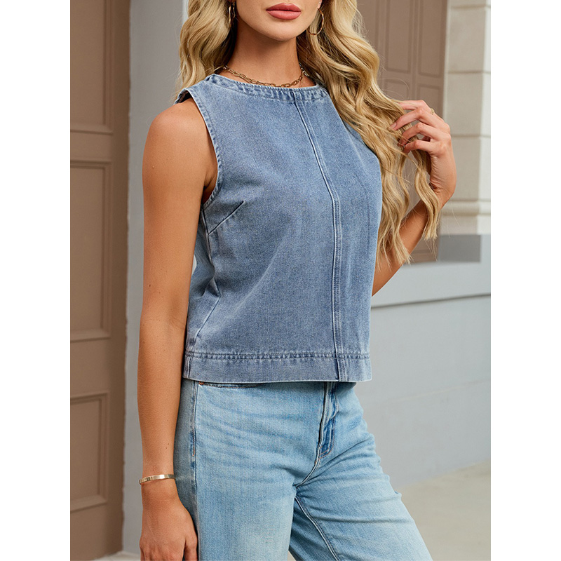Benuynffy Rompi Denim Leher Bu - Women Fashion Jeans ulasan dan harga