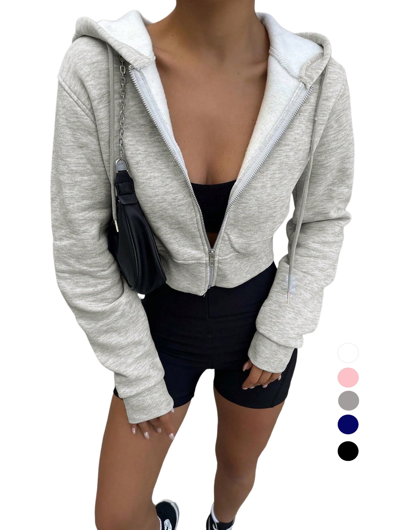 Jaket Hoodie Wanita Abu-abu Mo - Women'S Fashion Zip Up Hoodies ulasan dan harga