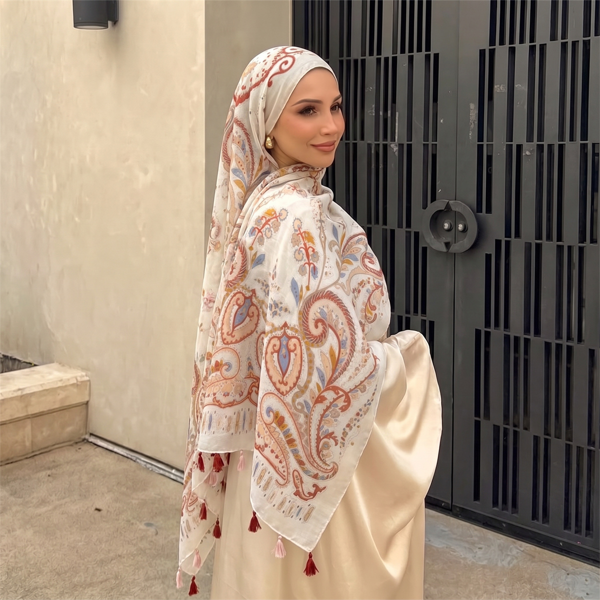Hijab Syal Cetak Paisley Vinta - Women'S Fashion Headbands ulasan dan harga
