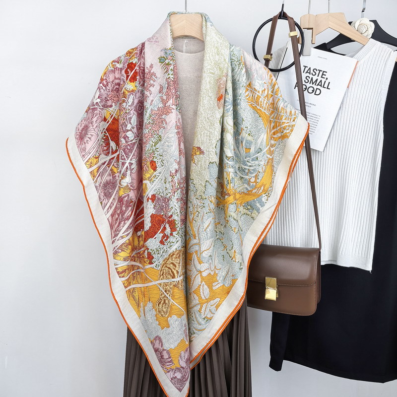 Syal Persegi Besar Tepi Gulung - Women'S Fashion Garden City ulasan dan harga