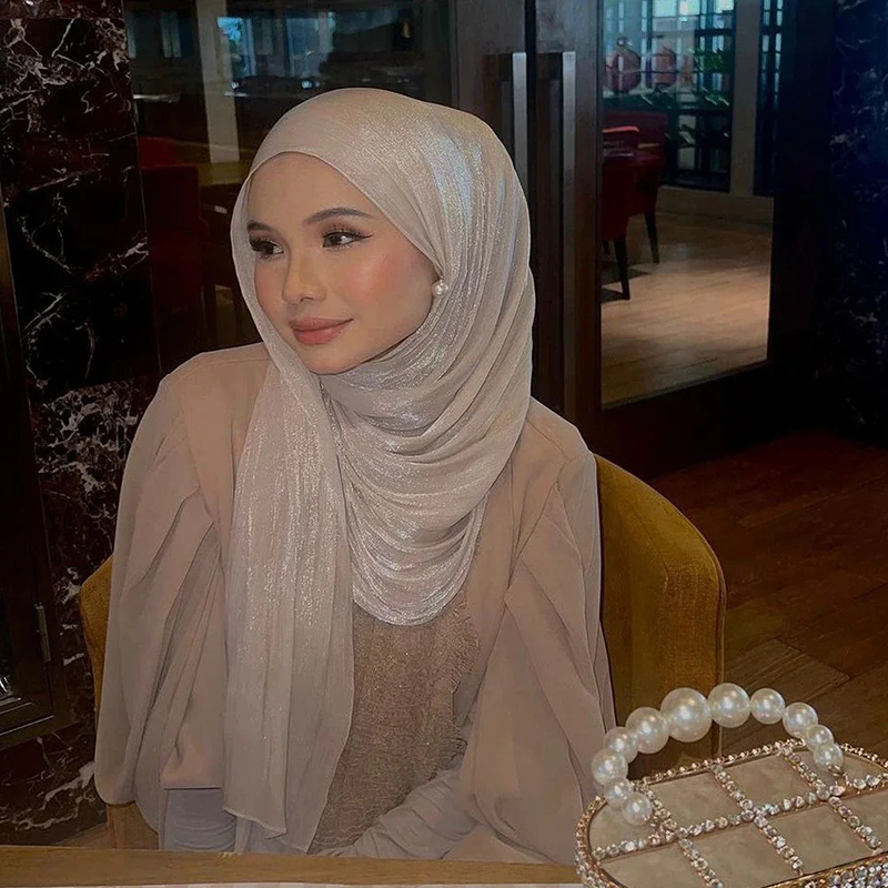 Hijab Pashmina Sutra Berkilau  - Women'S Fashion Underwear ulasan dan harga