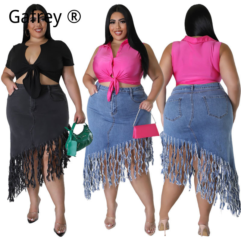 Rok Denim Wanita Ukuran Besar  - Women Fashion Jeans ulasan dan harga